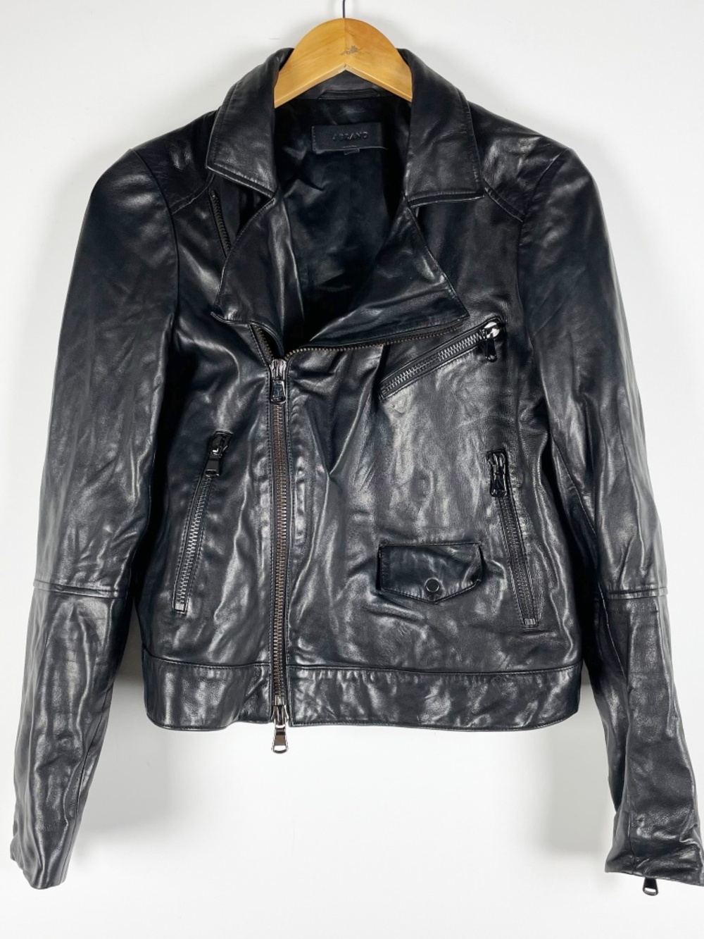 J Brand Women's Letty Genuine Lamb Leather Full Zip Moto Jacket Black Small